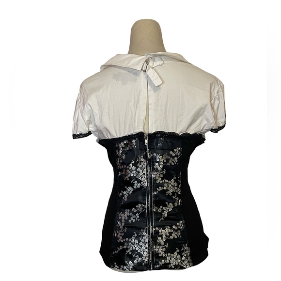 Tripp NYC Black and White Lace-Up Blouse - Picture 2 of 5